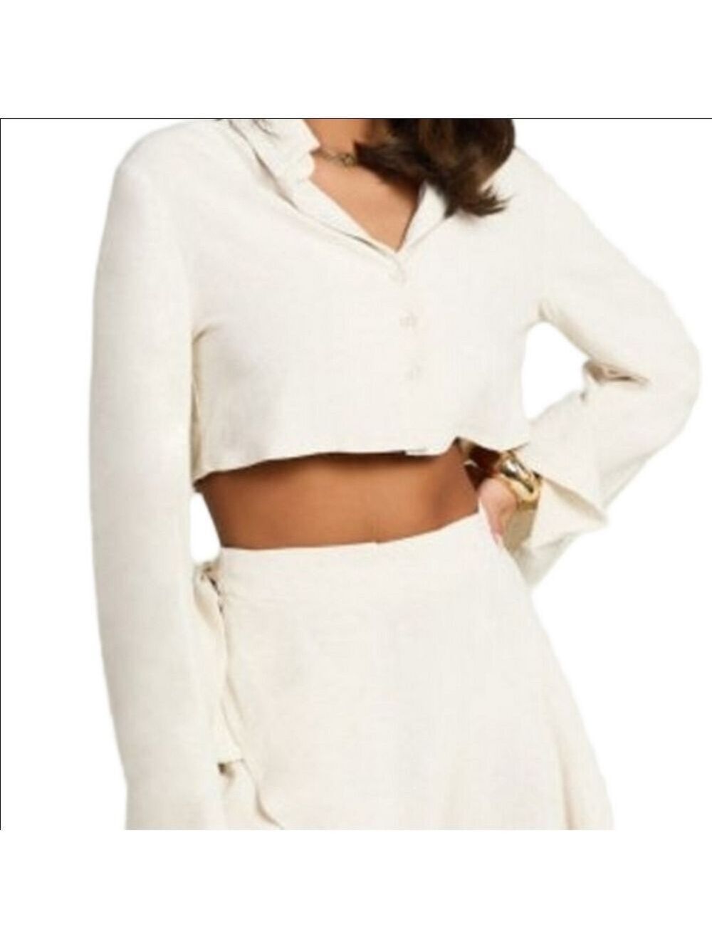 Showpo Cream Linen Skirt Size 4 New
